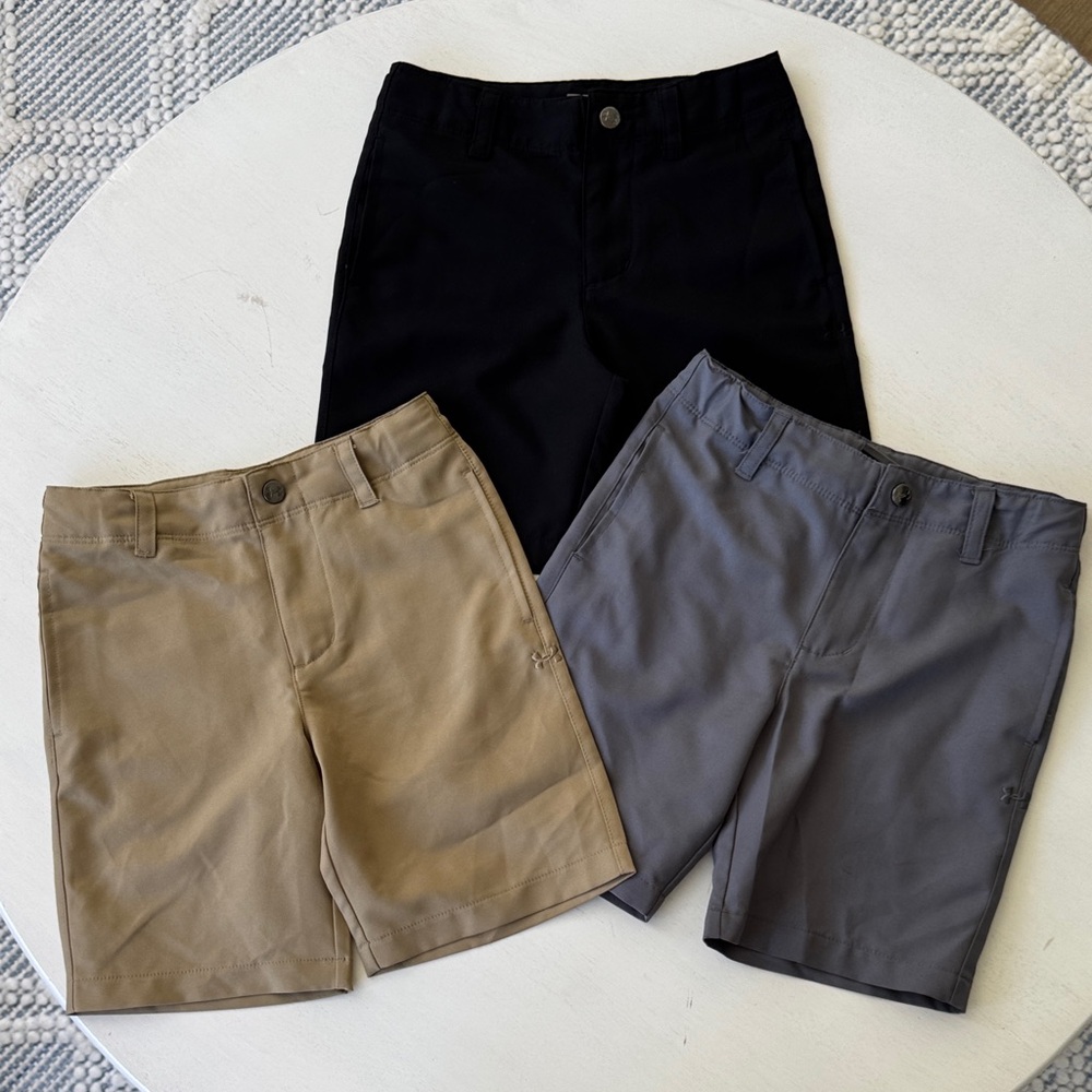 Under Armour Kids Performance Shorts Set - Black, Tan, and Gray